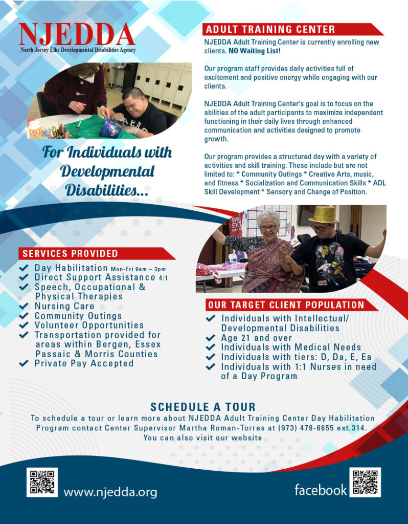 NJEDDA Adult Training Program Flyer - image link to PDF version 