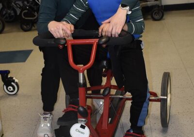 Female NJEDDA Elementary student working with staff Physical Therapist